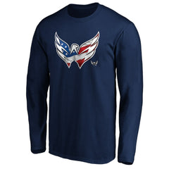 Washington Capitals Banner Wave Logo Long Sleeve T-Shirt - Navy - NHL 3930444