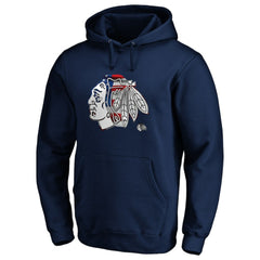 Chicago Blackhawks Banner Wave Logo Pullover Hoodie - Navy - NHL 3930449