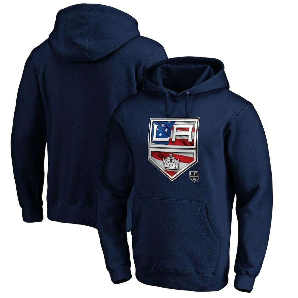 Los Angeles Kings Banner Wave Logo Pullover Hoodie - Navy - NHL 3930455