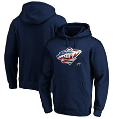 Minnesota Wild Banner Wave Logo Pullover Hoodie - Navy - NHL 3930456