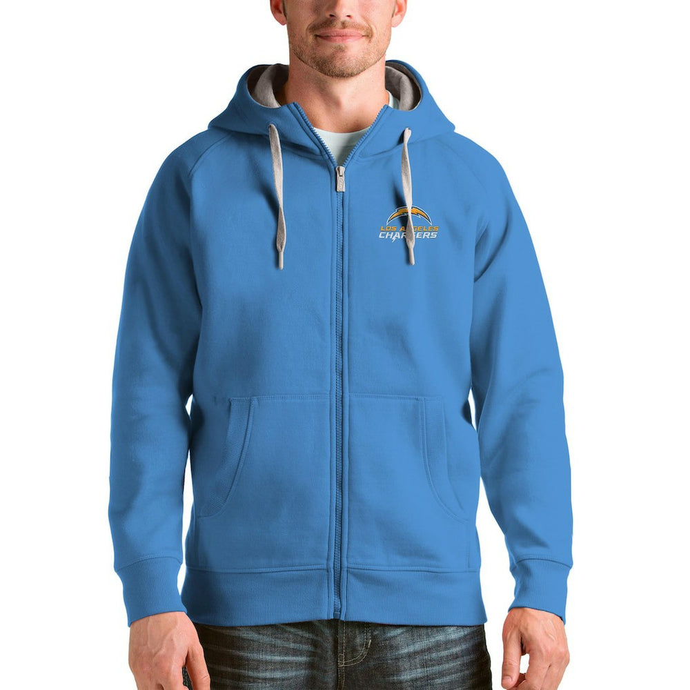 Los Angeles Chargers Antigua Victory Full-Zip Hoodie Powder Blue