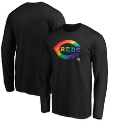 Cincinnati Reds Team Pride Logo Long Sleeve T-Shirt - Black - MLB on Sale