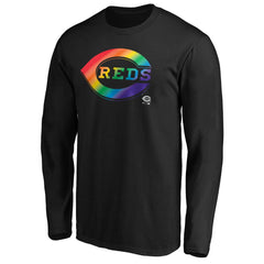 Cincinnati Reds Team Pride Logo Long Sleeve T-Shirt - Black - MLB on Sale