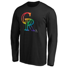 Colorado Rockies Team Pride Logo Long Sleeve T-Shirt - Black - MLB Discount