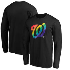 Washington Nationals Team Pride Logo Long Sleeve T-Shirt - Black - MLB Sale