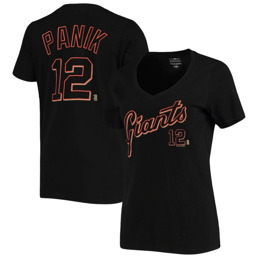 Joe Panik San Francisco Giants 5th & Ocean by New Era Women's Script Name and Number V-Neck T-Shirt Black - New Era Discount