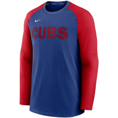 Chicago Cubs Nike Authentic Collection Pregame Performance Raglan Pullover Sweatshirt - Royal/Red - Nike Sale
