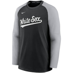 Chicago White Sox Nike Authentic Collection Pregame Performance Raglan Pullover Sweatshirt - Black/Gray - Nike Online