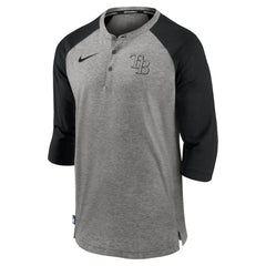 Tampa Bay Rays Nike Authentic Collection Flux Henley Raglan 3/4-Sleeve T-Shirt - Gray - Nike Lifestyle