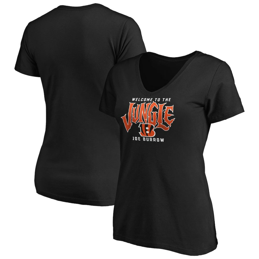 Joe Burrow Cincinnati Bengals Women's Jungle Joe V-Neck T-Shirt Black