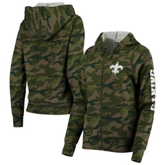 New Orleans Saints New Era Women's Raglan Full-Zip Hoodie Camo