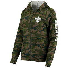 New Orleans Saints New Era Women's Raglan Full-Zip Hoodie Camo