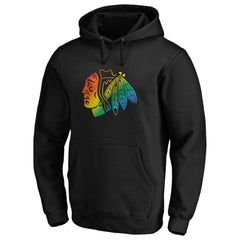 Chicago Blackhawks Team Pride Logo Pullover Hoodie - Black - NHL 3964474