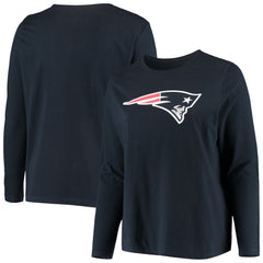 Fanatics New England Patriots Women's Plus Size Primary Logo Long Sleeve Scoop Neck T-Shirt Navy