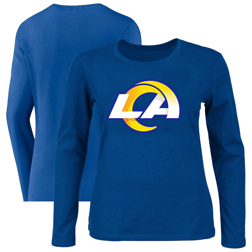 Fanatics Los Angeles Rams Women's Plus Size Primary Logo Long Sleeve Scoop Neck T-Shirt Royal