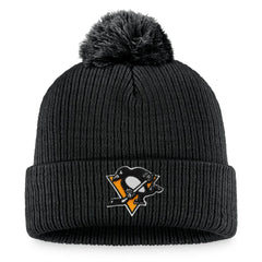 Pittsburgh Penguins Fanatics Primary Logo Cuffed Knit Hat with Pom - Black - NHL 3970433