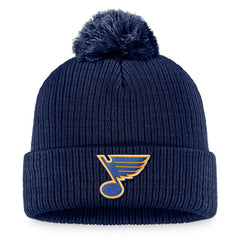 St. Louis Blues Fanatics Primary Logo Cuffed Knit Hat with Pom - Navy - NHL 3970452