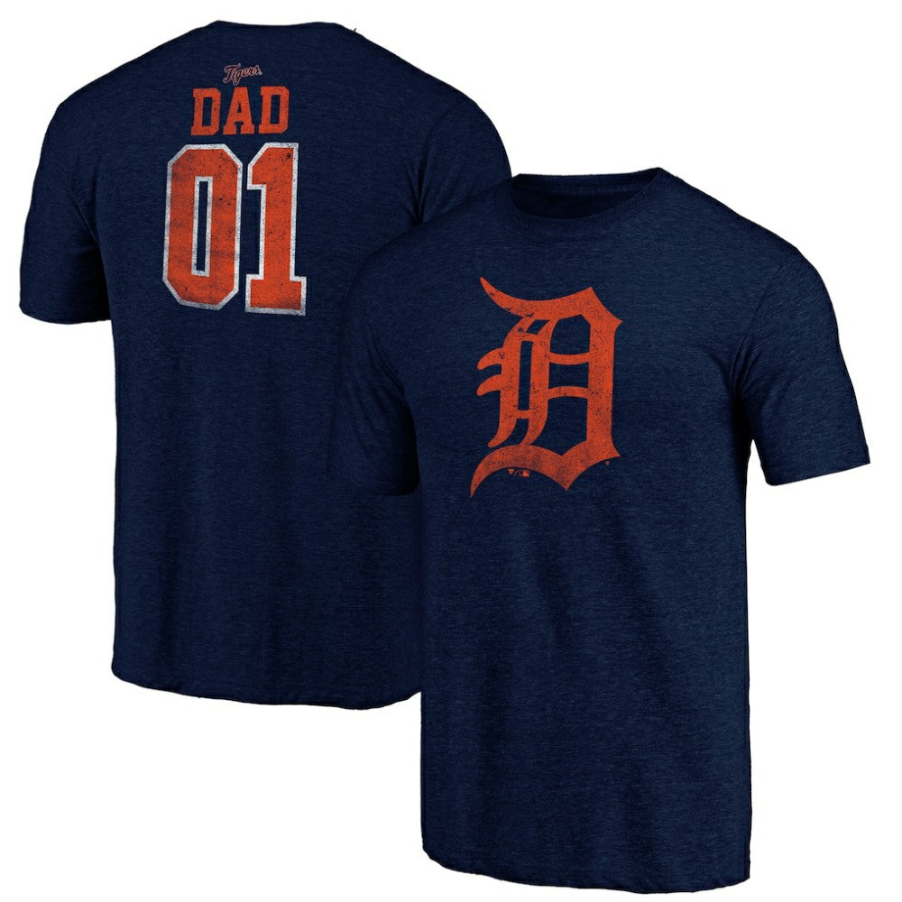 Detroit Tigers Father's Day Greatest Dad Tri-Blend T-Shirt - Navy - MLB Discount
