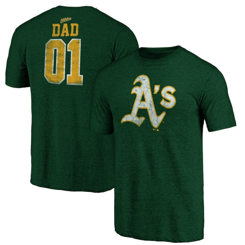 Athletics Father's Day Greatest Dad Tri-Blend T-Shirt - Green - MLB on Sale