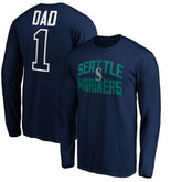 Seattle Mariners Father's Day #1 Dad Long Sleeve T-Shirt - Navy - MLB Sale