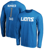 Detroit Lions #1 Dad Long Sleeve Team Logo T-Shirt Blue