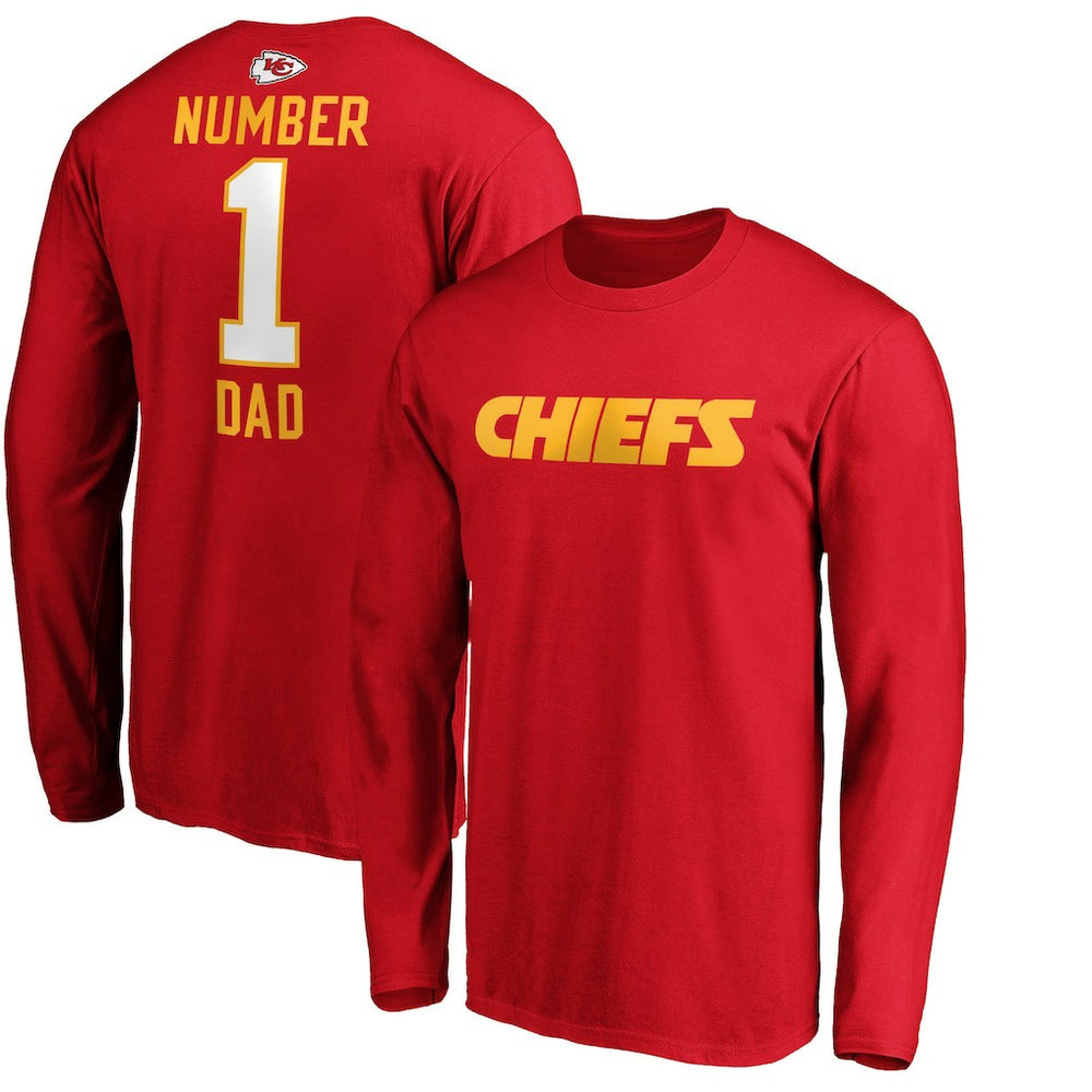 Kansas City Chiefs #1 Dad Long Sleeve Team Logo T-Shirt Red