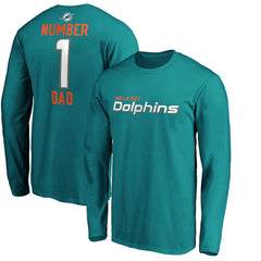 Miami Dolphins #1 Dad Long Sleeve Team Logo T-Shirt Aqua