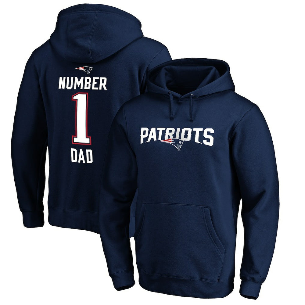 New England Patriots #1 Dad Pullover Hoodie Navy