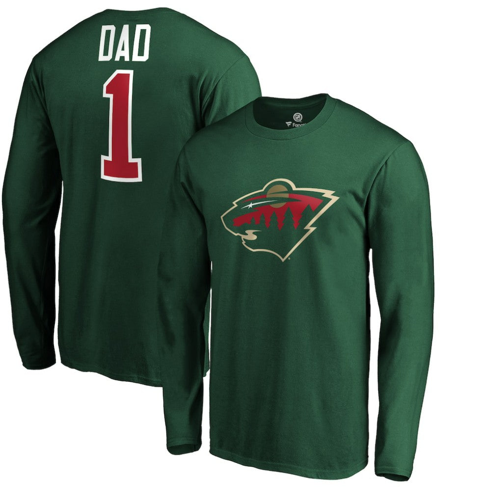 Minnesota Wild #1 Dad Long Sleeve T-Shirt - Green - NHL 3990324
