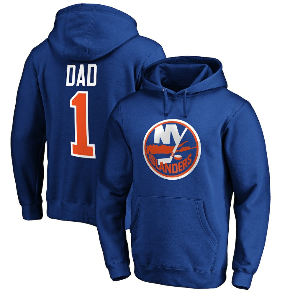 New York Islanders #1 Dad Pullover Hoodie - Royal - NHL 3990359