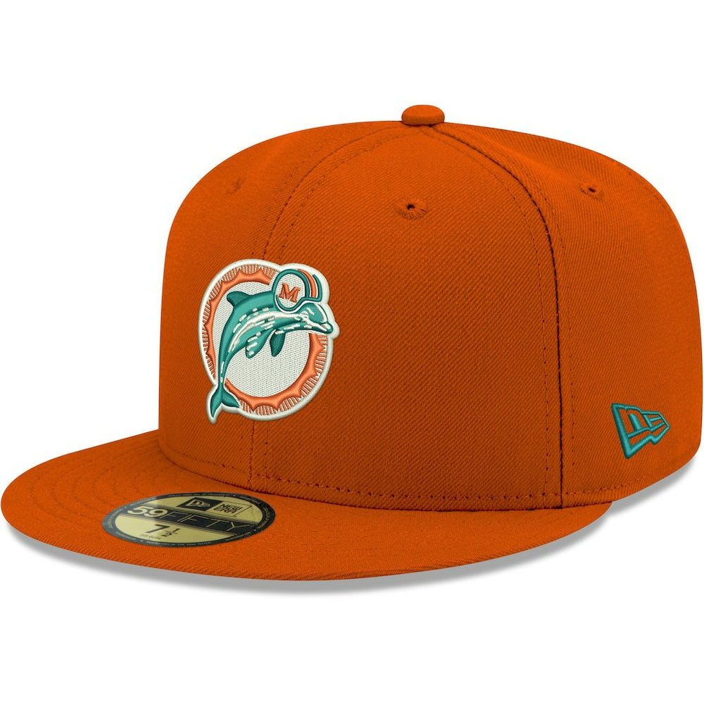 Miami Dolphins New Era Omaha Throwback 59FIFTY Fitted Hat Orange