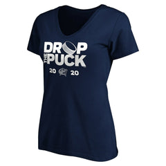 Columbus Blue Jackets Women's Drop the Puck V-Neck T-Shirt - Navy - NHL 4001723