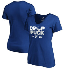 St. Louis Blues Women's Drop the Puck V-Neck T-Shirt - Royal - NHL 4001738