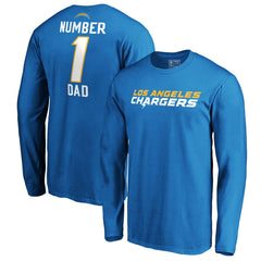 Los Angeles Chargers #1 Dad Long Sleeve Team Logo T-Shirt Light Blue