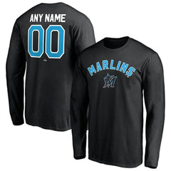 Miami Marlins Personalized Winning Streak Name & Number Long Sleeve T-Shirt - Black - MLB Sale
