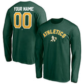 Athletics Personalized Winning Streak Name & Number Long Sleeve T-Shirt - Green - MLB on Sale