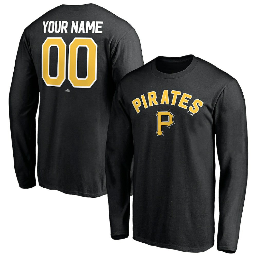 Pittsburgh Pirates Personalized Winning Streak Name & Number Long Sleeve T-Shirt - Black - MLB Lifestyle