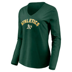 Athletics Women's Personalized Winning Streak Name & Number Long Sleeve V-Neck T-Shirt - Green - MLB Sale