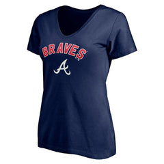Atlanta Braves Women's Personalized Winning Streak Name & Number V-Neck T-Shirt - Navy - MLB Discount