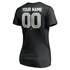 Chicago White Sox Women's Personalized Winning Streak Name & Number V-Neck T-Shirt - Black - MLB Discount