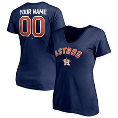 Houston Astros Women's Personalized Winning Streak Name & Number V-Neck T-Shirt - Navy - MLB Lifestyle