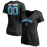 Miami Marlins Women's Personalized Winning Streak Name & Number V-Neck T-Shirt - Black - MLB Online