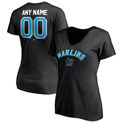 Miami Marlins Women's Personalized Winning Streak Name & Number V-Neck T-Shirt - Black - MLB Online