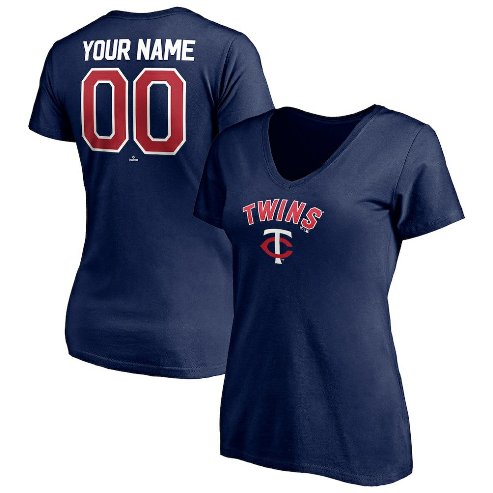 Minnesota Twins Women's Personalized Winning Streak Name & Number V-Neck T-Shirt - Navy - MLB Sale