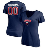 Minnesota Twins Women's Personalized Winning Streak Name & Number V-Neck T-Shirt - Navy - MLB Sale