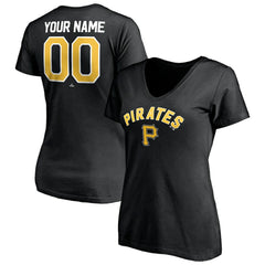Pittsburgh Pirates Women's Personalized Winning Streak Name & Number V-Neck T-Shirt - Black - MLB Sale