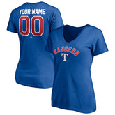 Texas Rangers Women's Personalized Winning Streak Name & Number V-Neck T-Shirt - Royal - MLB Online