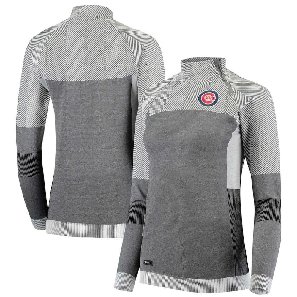 Chicago Cubs Levelwear Women's Verse Asymmetrical Raglan Tri-Blend Quarter-Zip Jacket - Gray - MLB Online