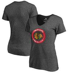 Chicago Blackhawks Women's #WeSkateFor V-Neck T-Shirt - Heather Gray - NHL 4017817