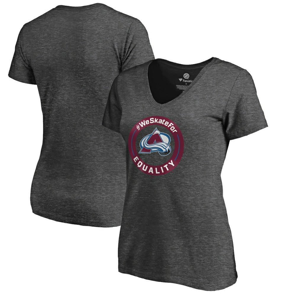 Colorado Avalanche Women's #WeSkateFor V-Neck T-Shirt - Heather Gray - NHL 4017818